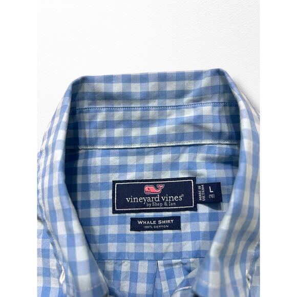 Vineyard Vines Boys’ Blue Gingham Whale Shirt, Size 16 - Picture 3 of 6